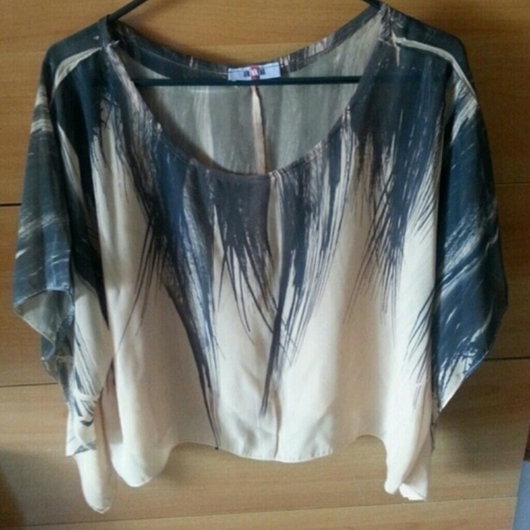 Ladies Feather Crop Top Sheer Blouse