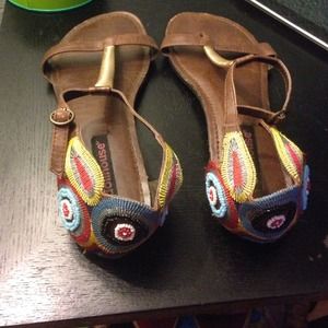 Embroidered with bead detail sandals