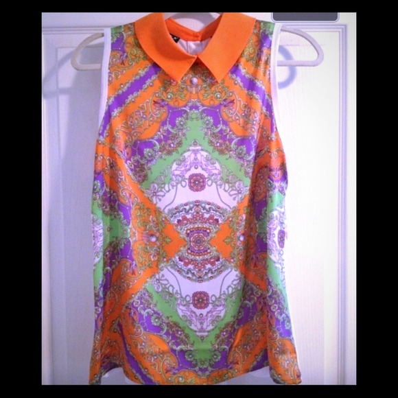 Tops - 🎉HP Allen B Neon Peter Pan collar top with tag!🎉