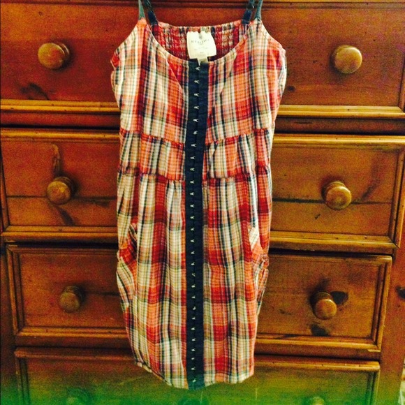 Blue & red plaid vintage dress