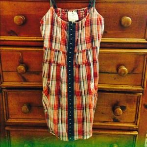 Blue & red plaid vintage dress