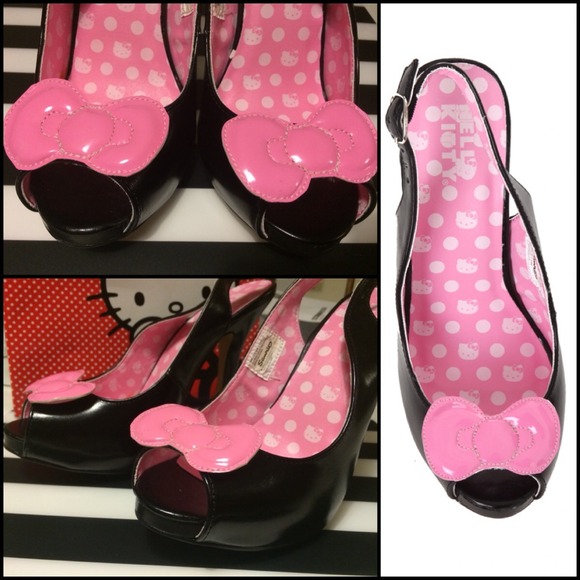 Hello kitty pink bow sling back high heels size 8