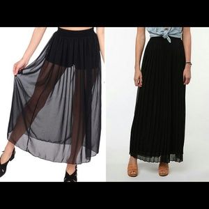 Black Maxi skirt with sheer overlay NWOT