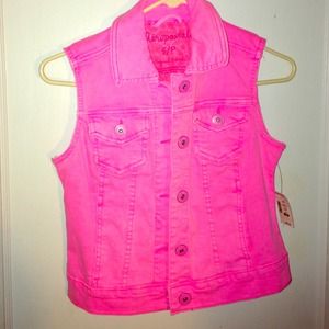 NWT Aeropostale Hot Pink Denim Vest