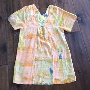 Anthropologie Boho Top/Coverup. Funky Orange Print