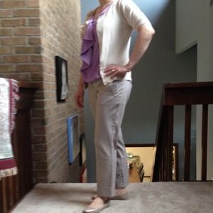 Cropped light khaki pants