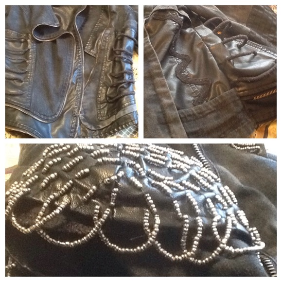 Rock-n-Roll Faux Leather Contrast Biker Jacket