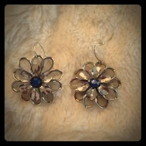 Silver flowered earrings