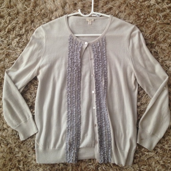 Grey ruffled JCREW sweater