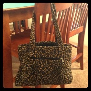 Fuzzy soft leopard print tote