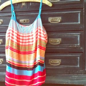 Striped Chiffon Pleated Tank