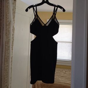 Sheer cut-out body con dress