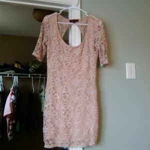 Gorgeous nude floral lace dress.