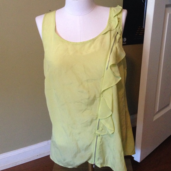 F21 Forever 21 silk lime green zipper tank! Med