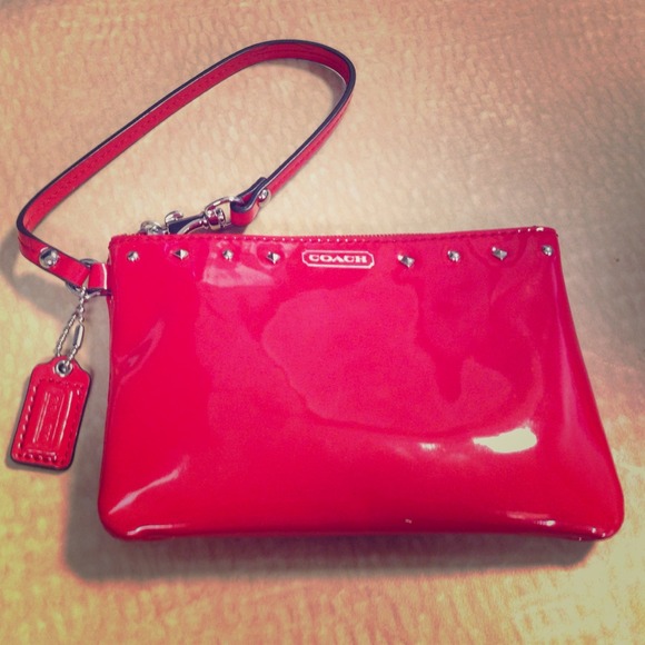 Vibrant Red Coach Wristlet