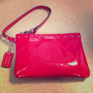 Vibrant Red Coach Wristlet