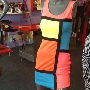 Neon color block dress