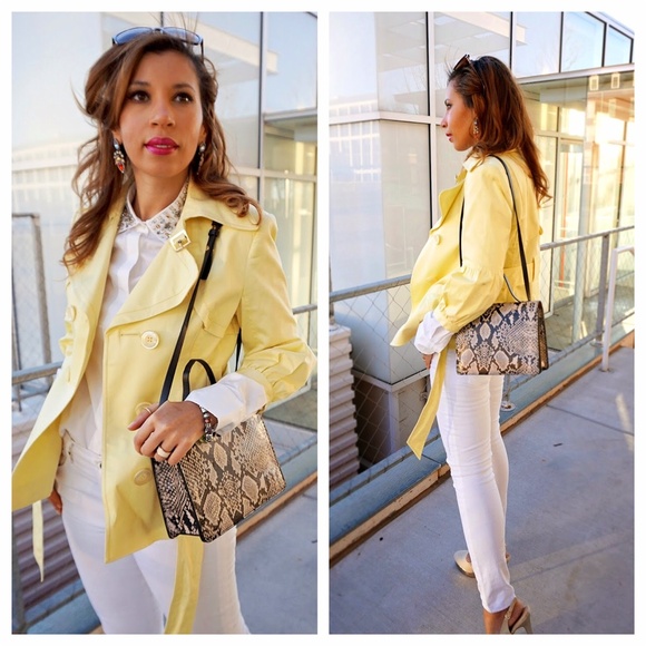 Spring Yellow Trench coat Jacket - Picture 2 of 4