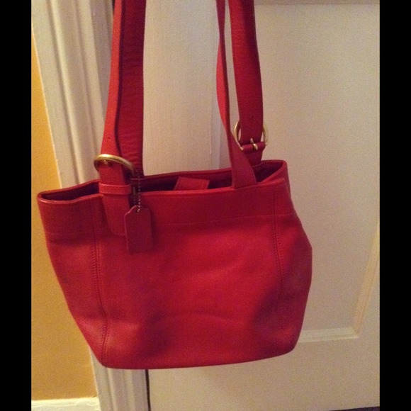 Red leather Coach bag