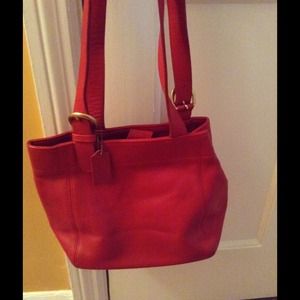 Red leather Coach bag