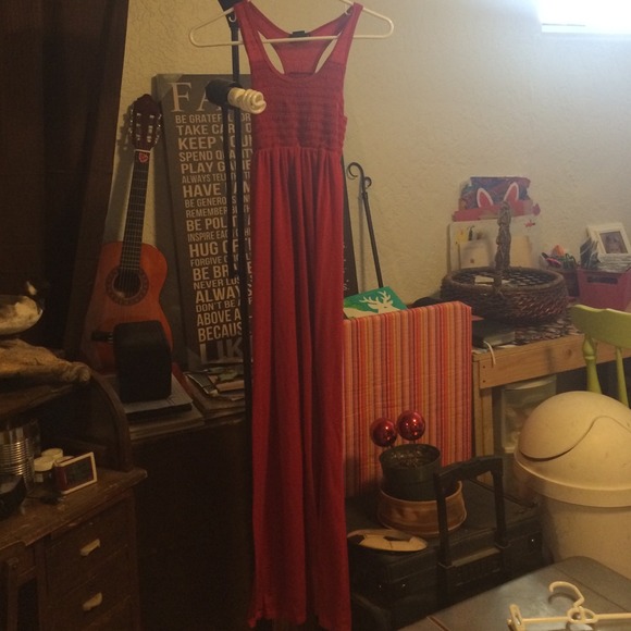 Long red dress
