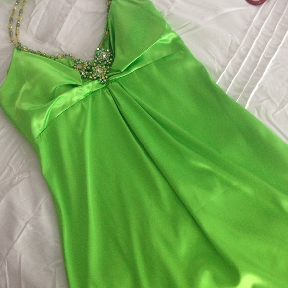 Like green silk satin formal dress