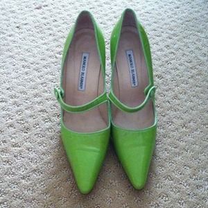 Manoli Blahnik green pumps