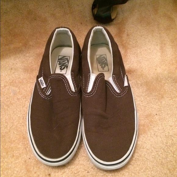 Vans Shoes - Brown slip on vans