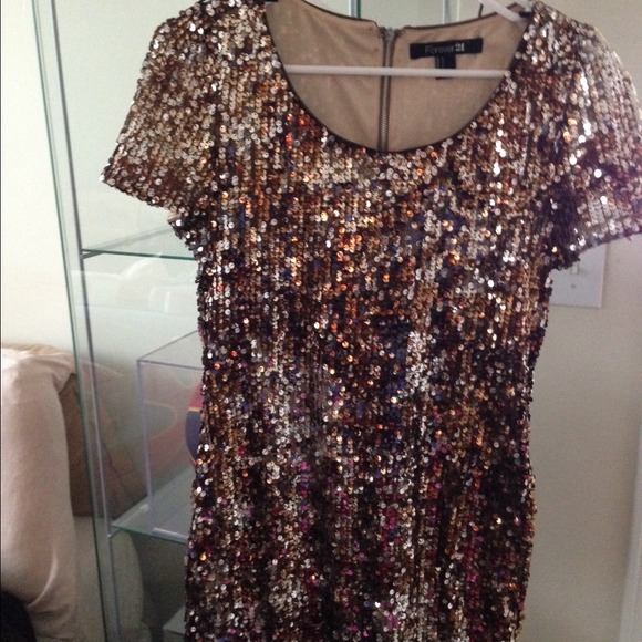 F21 Gold Sequined Dress