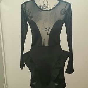 Black mesh and ruffle dress