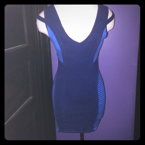 Two - Tone Blue Bandage Dress