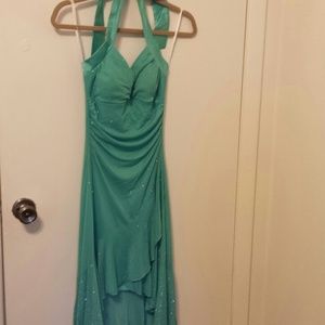 Mint green sparkle halter style dress