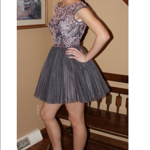 Sherri Hill 2013 gray/pink short prom dress