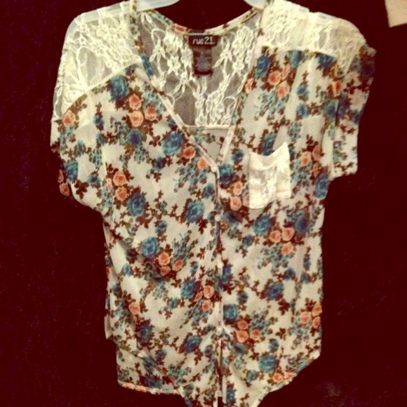 Cute floral see though shirt!