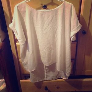 Sheer white short sleeve blouse