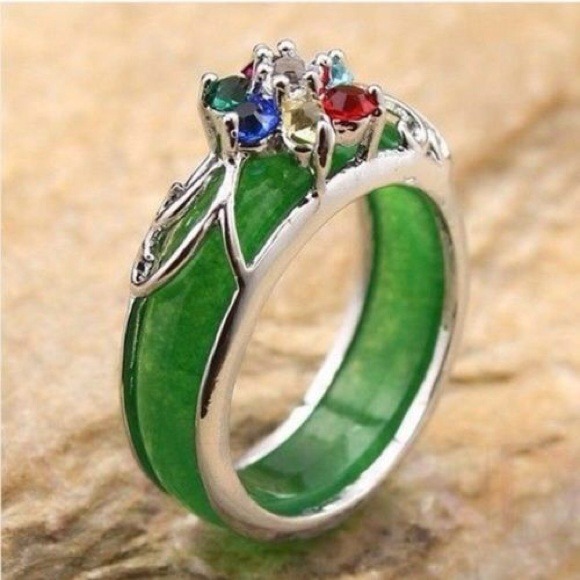 Jade Jewelry - 50% off Jade white gold multi crystal ring