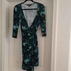 Green patterned wrap dress