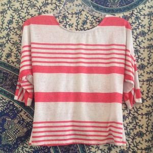 eVent Fabric Coral and White Midriff w/ Lace Back