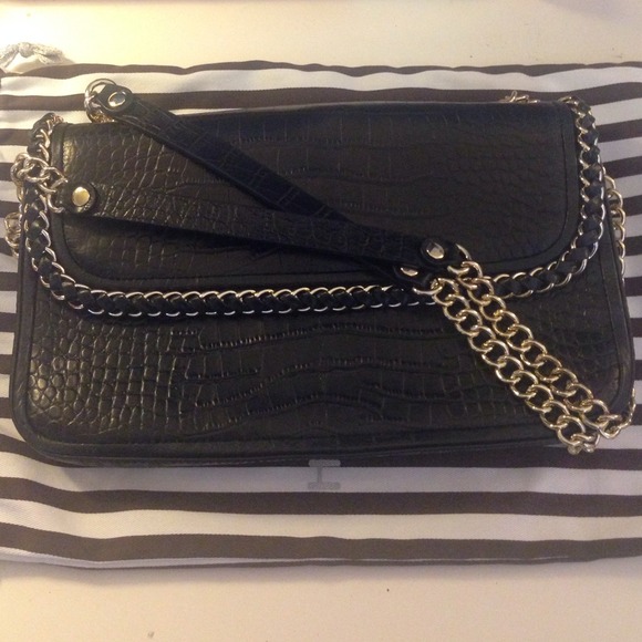 HENRI BENDEL- leather croc embossed handbag.