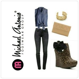 🚫SOLD🚫Michael Antonio Chaz Leopard Wedge Booties