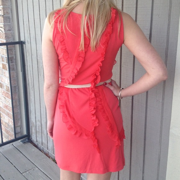 ❌SOLD❌ NWOT Coral Ruffle Dress - Picture 2 of 3