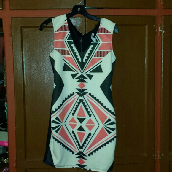 Pink and black tribal dress