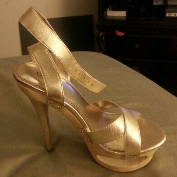 Gold platform heels