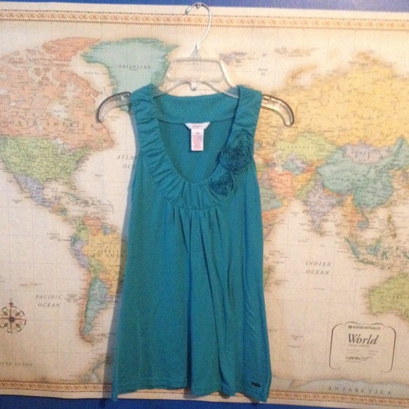 aqua blue flower tank