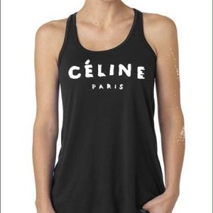 Celine Paris Flowy Racerback tank royal,mint,blk,r