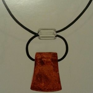 Coral leather and sterling silver necklace