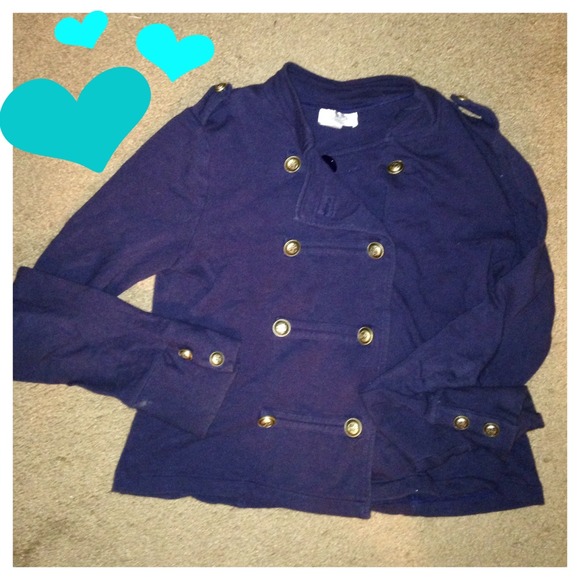 Navy Blue Military Style Jacket Size Large