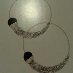 Sterling silver  and Chalcedony hoops