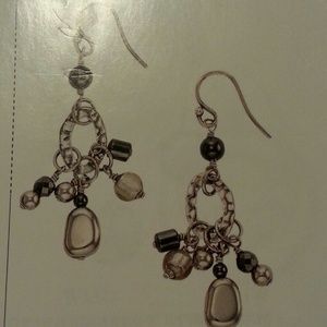 Hematite, glass  and sterling silver earrings