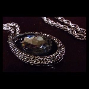 Fabulous extra long black crystal looking necklac